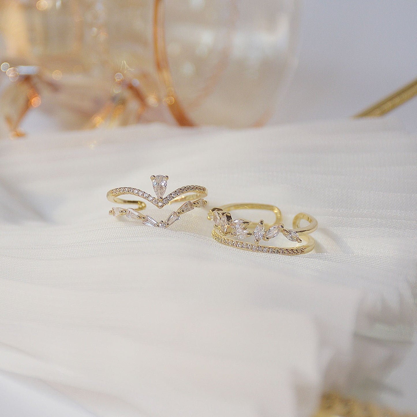 14ct Gold Crystal Stacking Ring