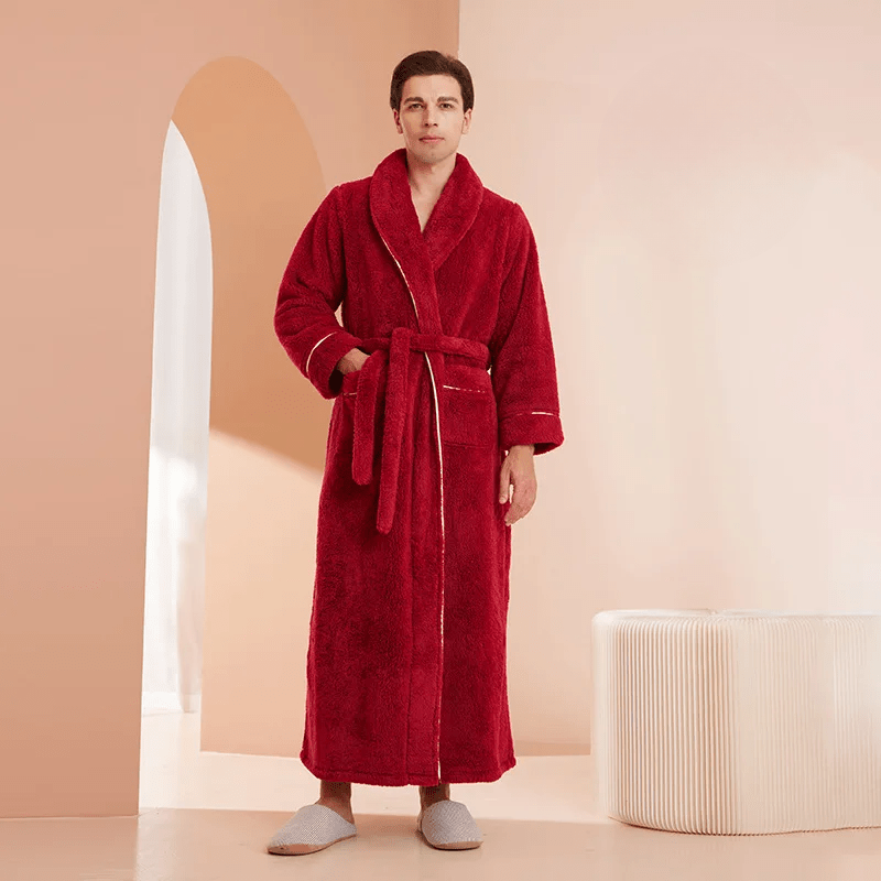 Fleece Dressing Gown with Belt for Winter Warmth