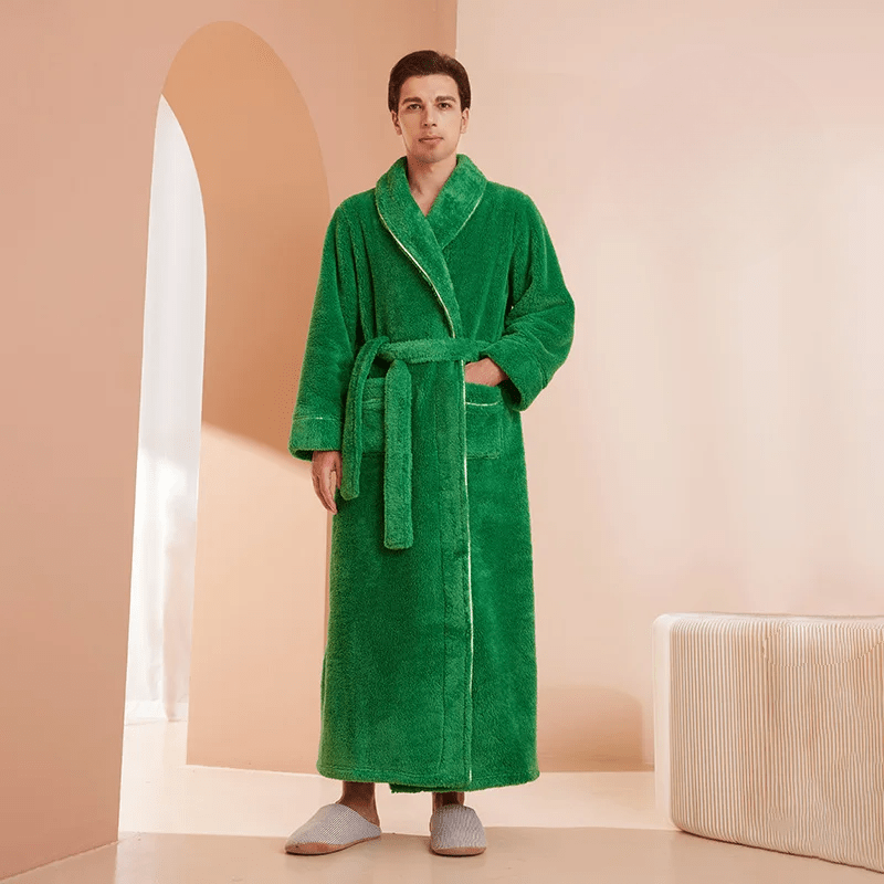 Fleece Dressing Gown with Belt for Winter Warmth