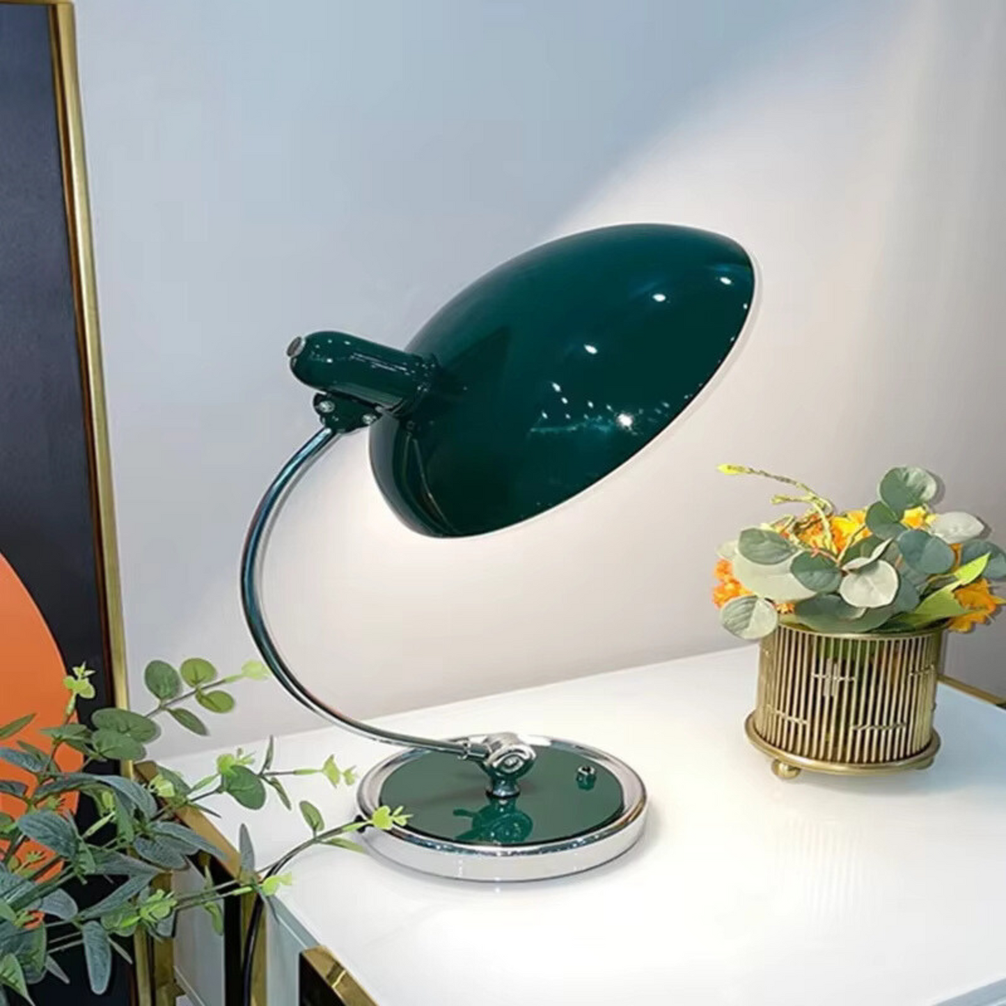 Table Lamp Bauhaus Style Chrome Iron Light