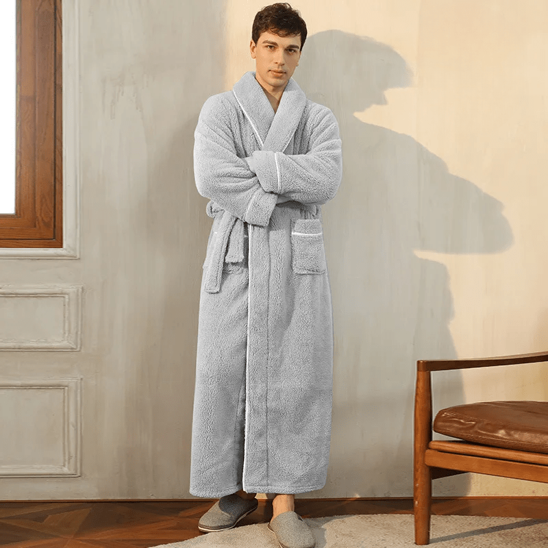 Fleece Dressing Gown with Belt for Winter Warmth