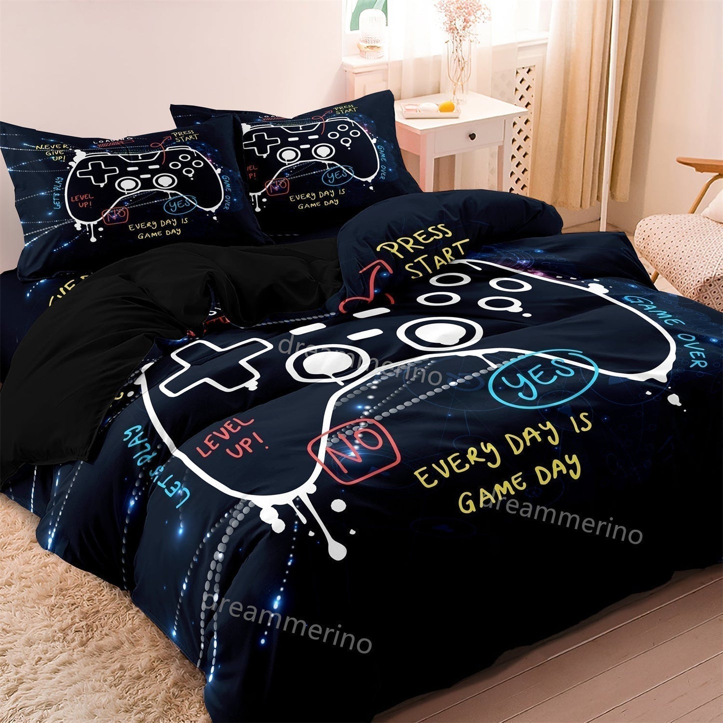 Kids Gaming Bedding Set with Controller Design