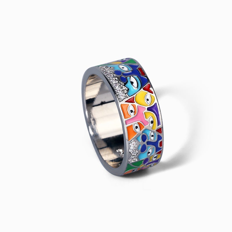 Family Enamel&Diamonds Women's Ring