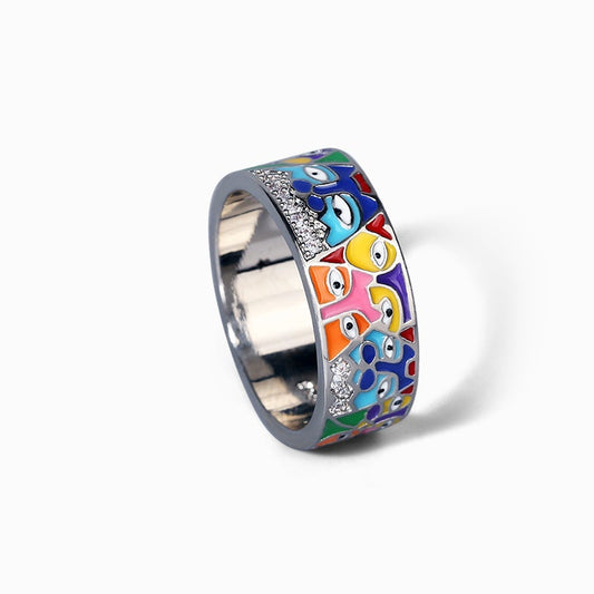 Family Enamel&Diamonds Women's Ring