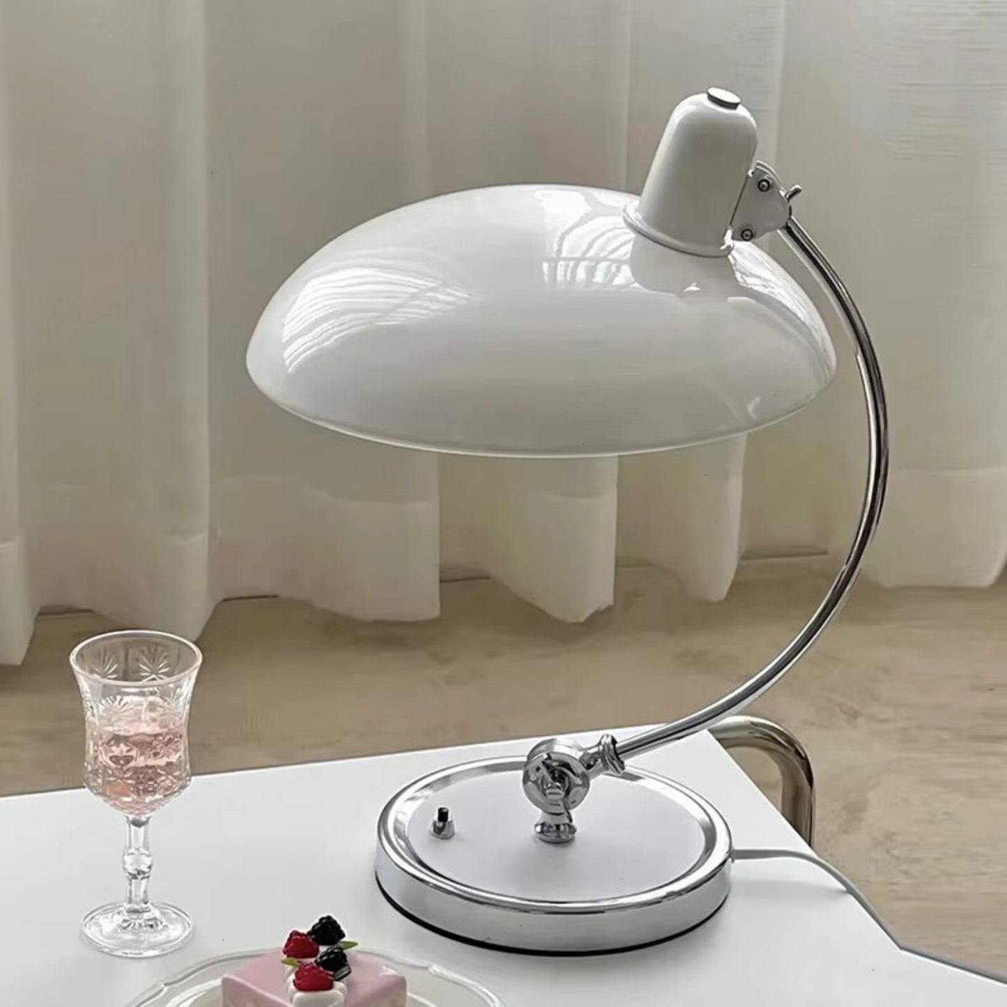Table Lamp Bauhaus Style Chrome Iron Light