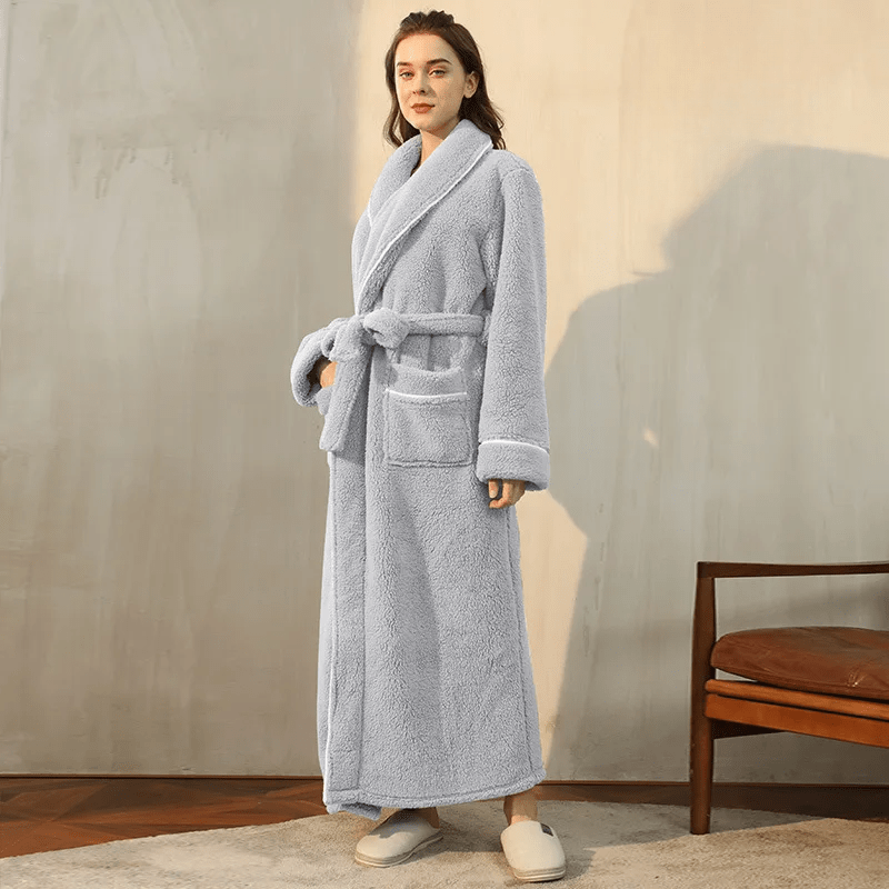 Fleece Dressing Gown with Belt for Winter Warmth