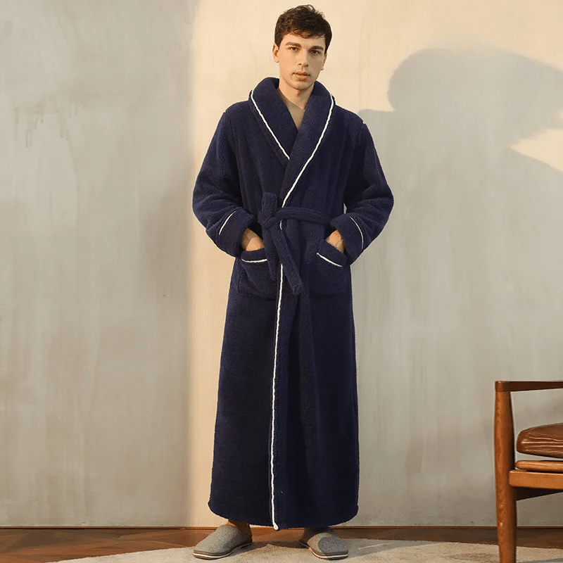 Fleece Dressing Gown with Belt for Winter Warmth
