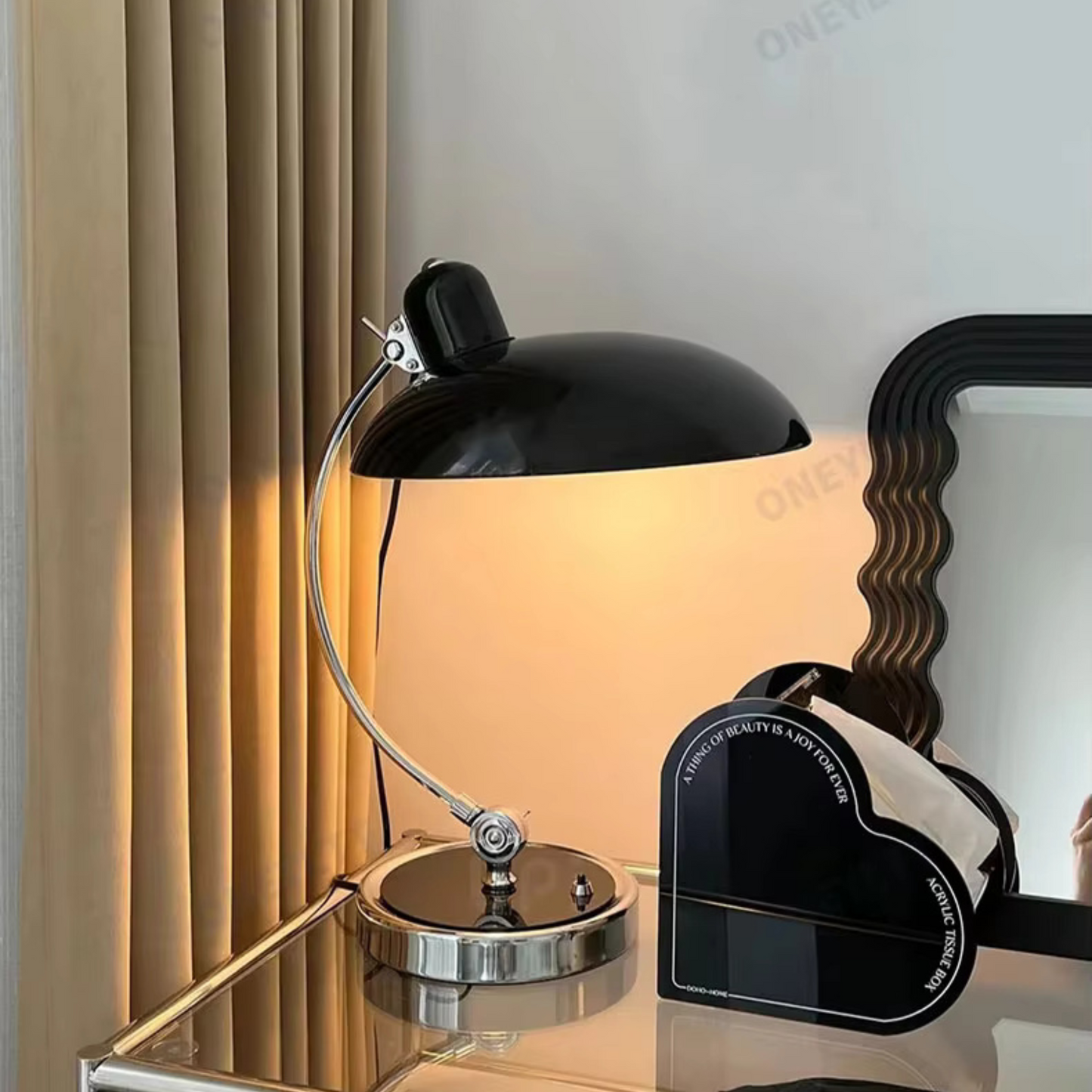 Table Lamp Bauhaus Style Chrome Iron Light