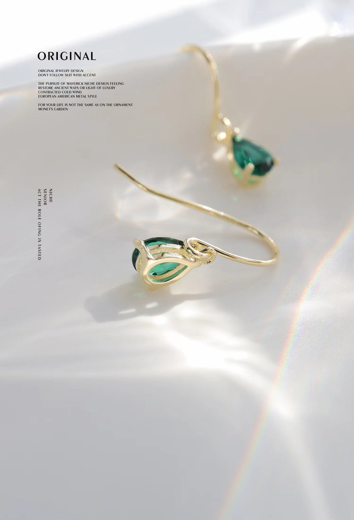 Teardrop Zircon Earrings in Sterling Silver with Gold Plating