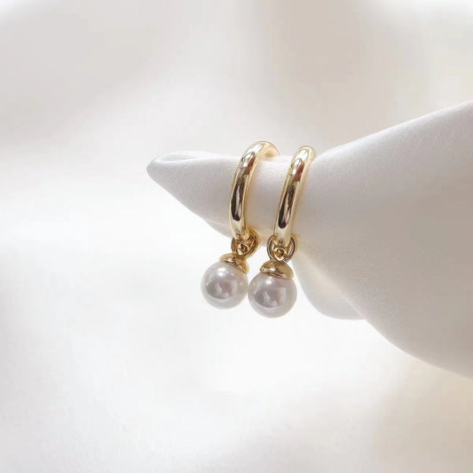 Natural Pearl Earrings in Sterling Silver with Gold Plating