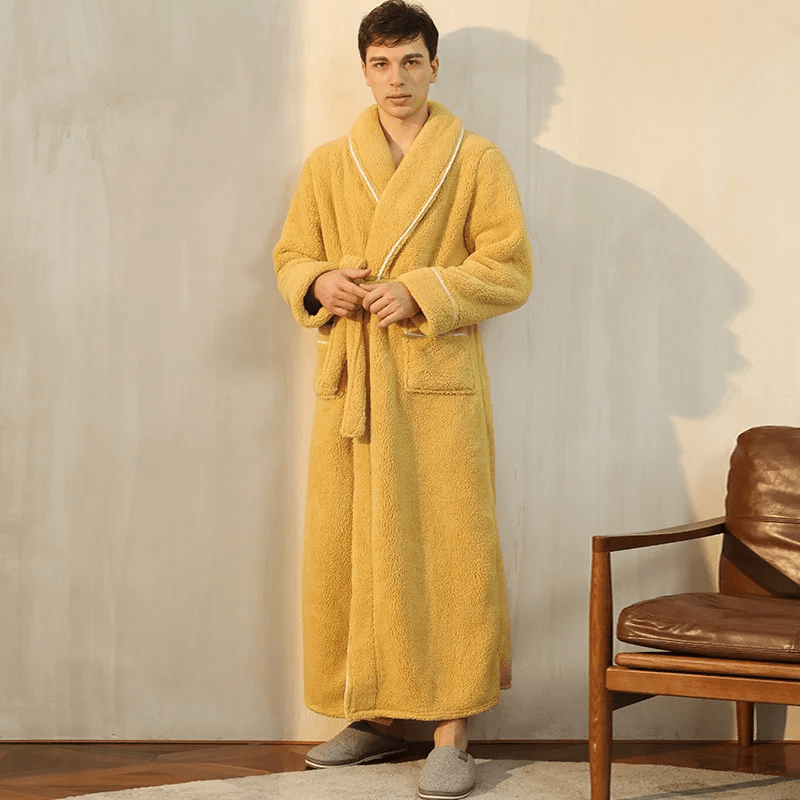 Fleece Dressing Gown with Belt for Winter Warmth