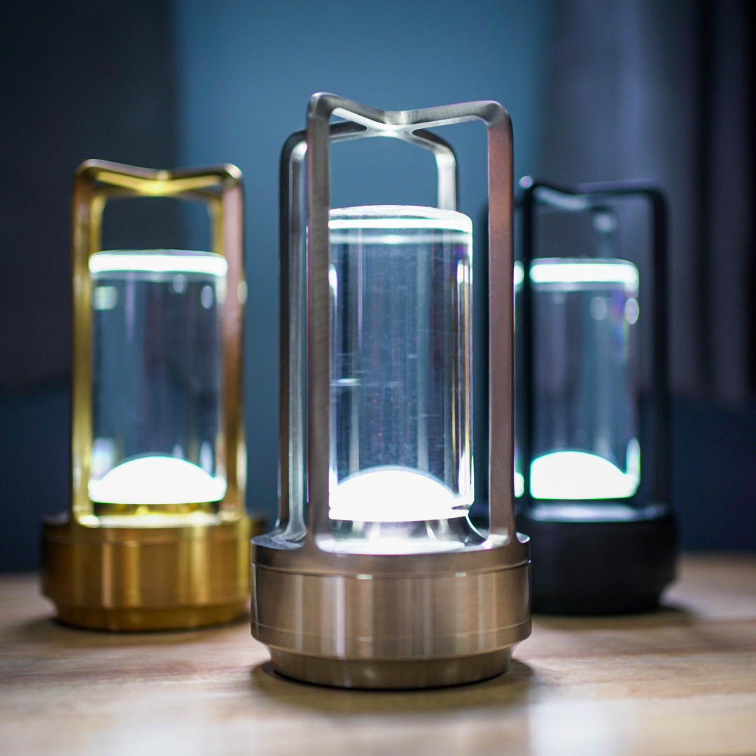Table Lamp Crystal Glass Rechargeable Light