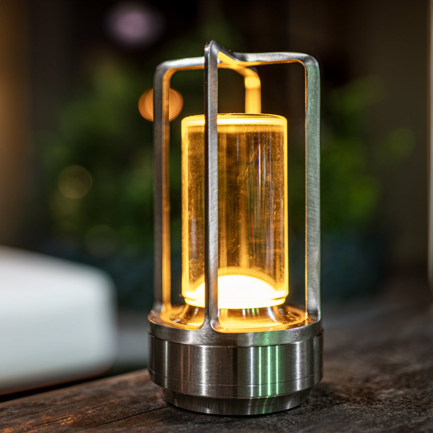 Table Lamp Crystal Glass Rechargeable Light