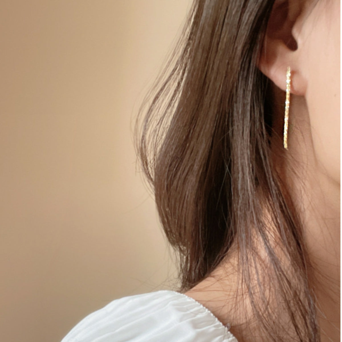 925 Sterling Silver Gold Plated Simple Tassel Earrings