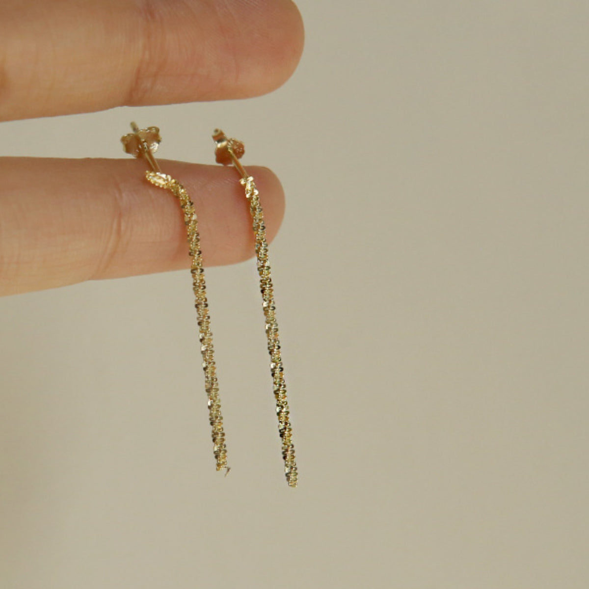 925 Sterling Silver Gold Plated Simple Tassel Earrings