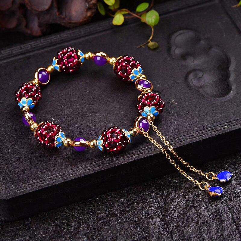 Natural Garnet Stone Pomegranate Bracelet