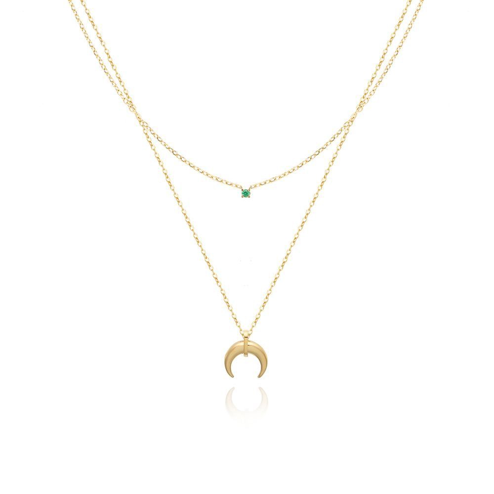 Green Diamond Crescent Double Stacked Chain