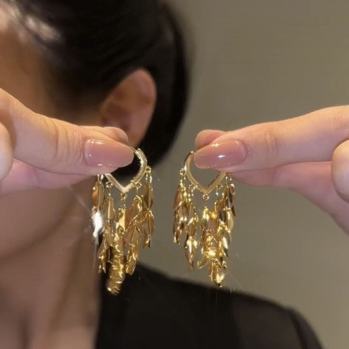 Leaf Tassel Earrings