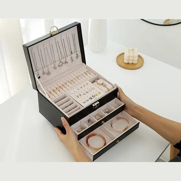 Jewelry Box Organizer Leather Multi-Layer Storage