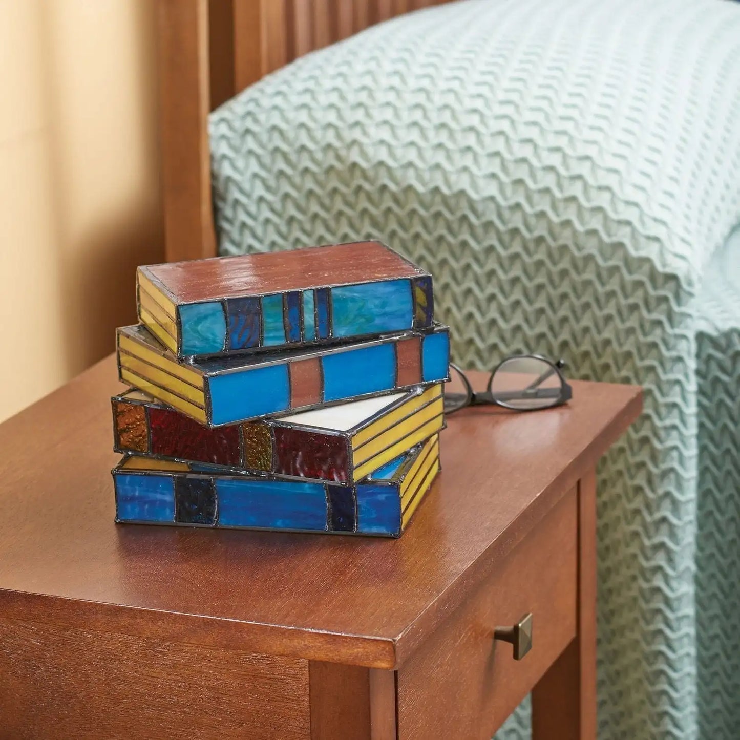 Stained Glass Table Lamp Decorative Book Design