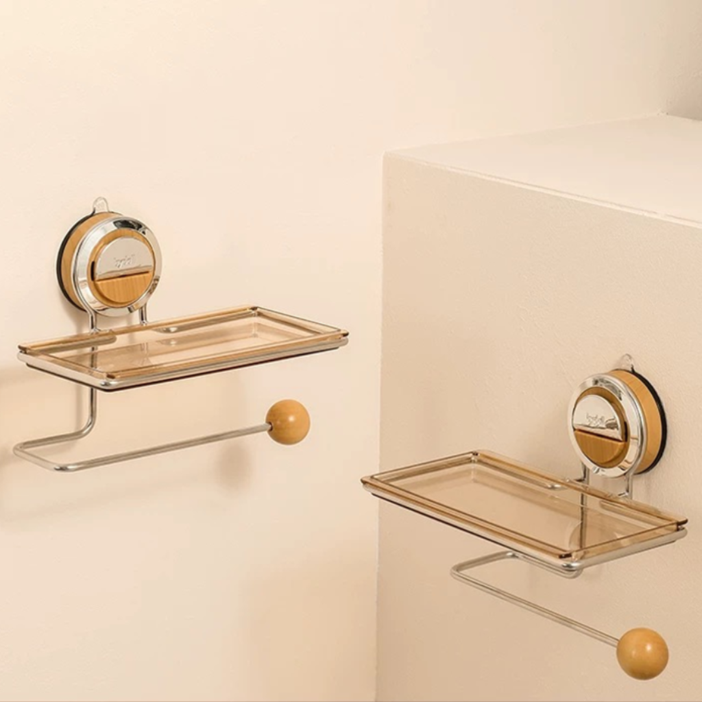 Toilet Roll Holder Wall Mounted Adhesive Shelf Storage