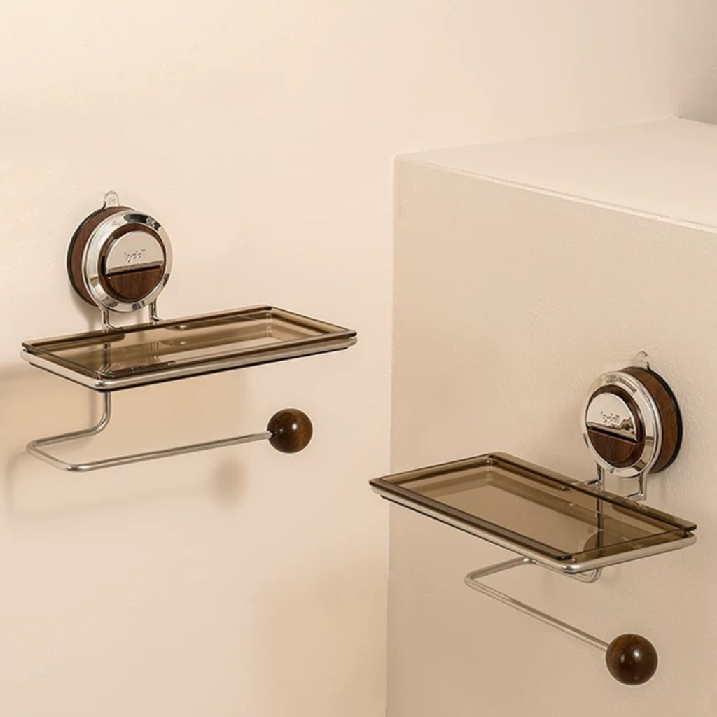 Toilet Roll Holder Wall Mounted Adhesive Shelf Storage