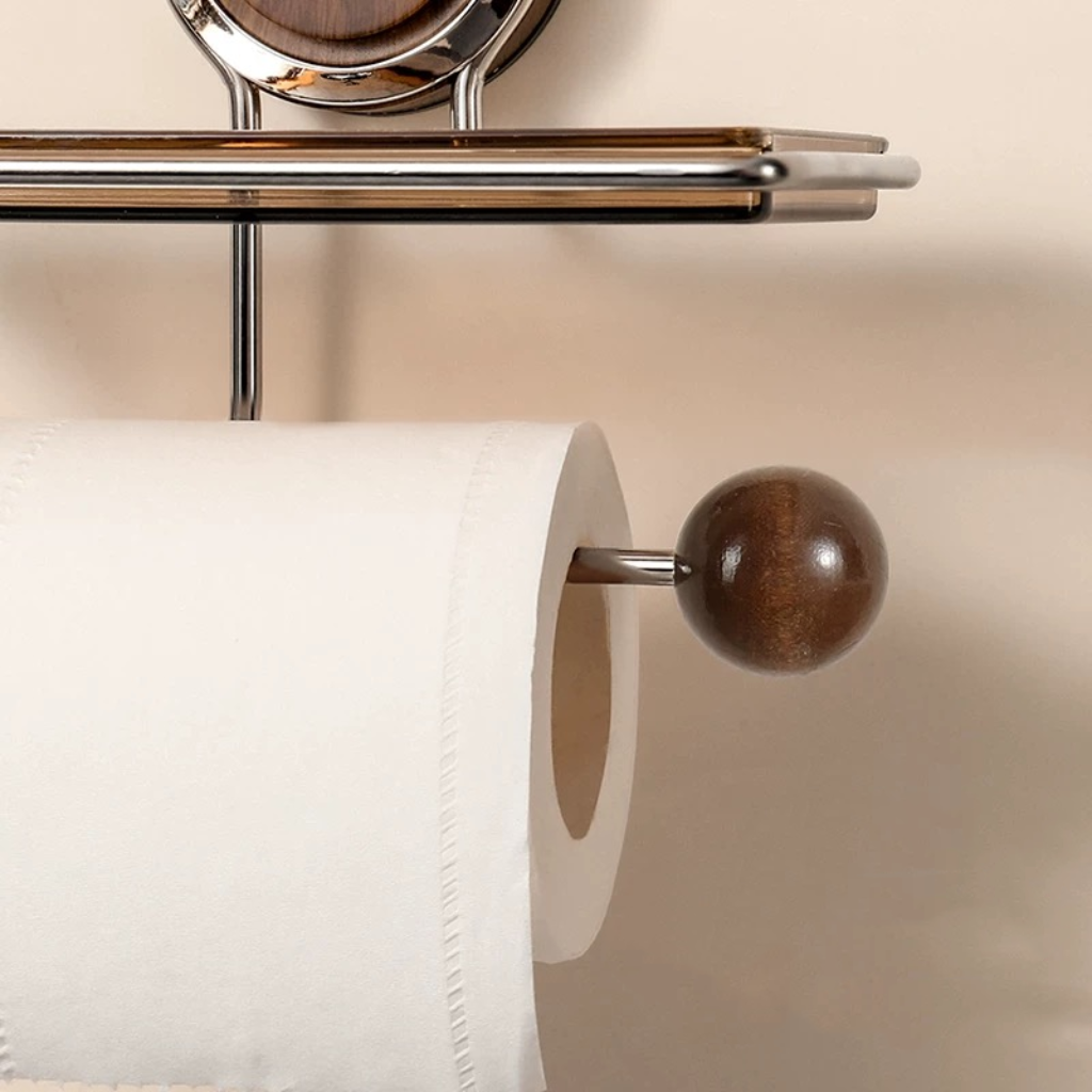 Toilet Roll Holder Wall Mounted Adhesive Shelf Storage