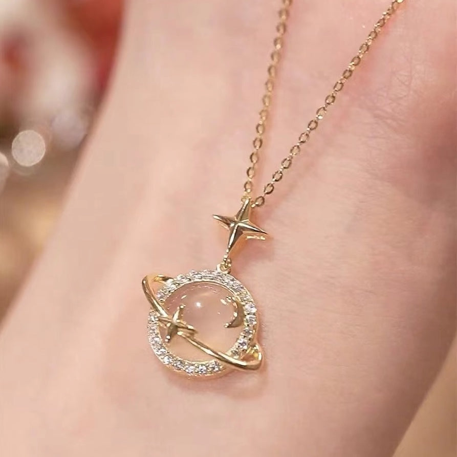 Sterling Silver Planet Drop Necklace