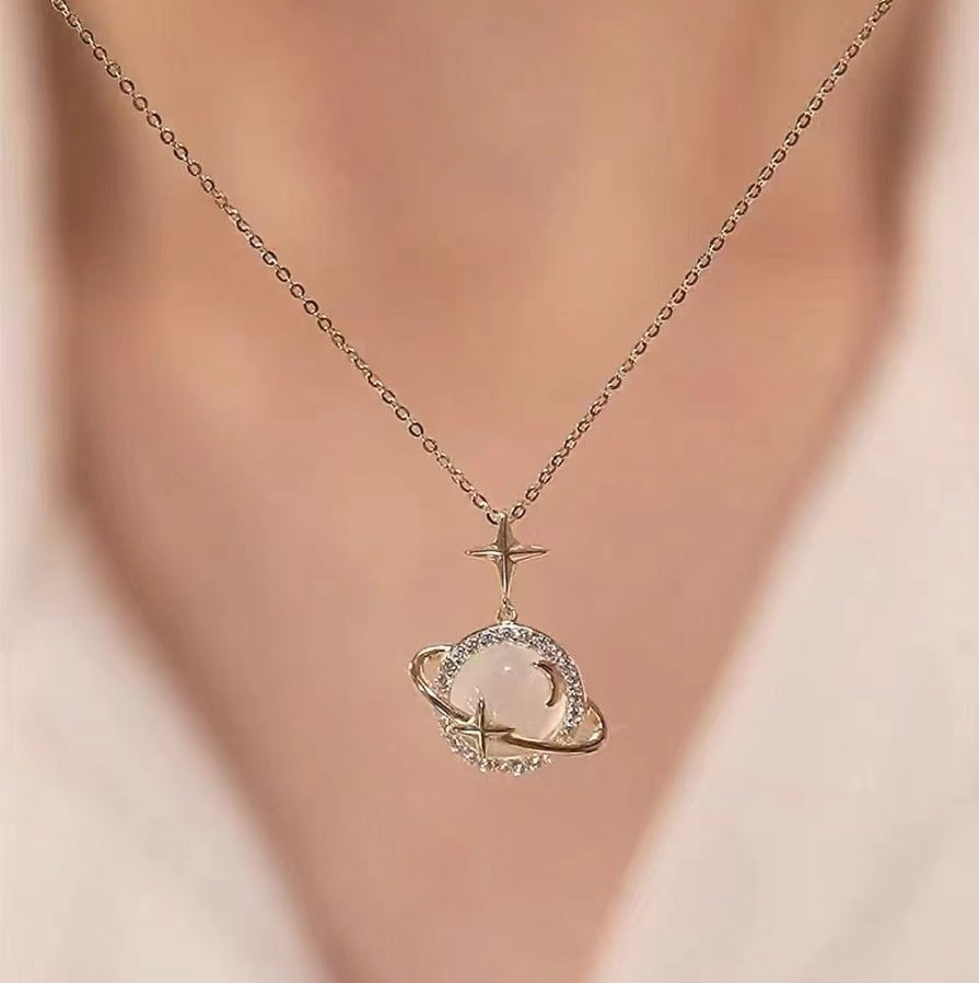 Sterling Silver Planet Drop Necklace