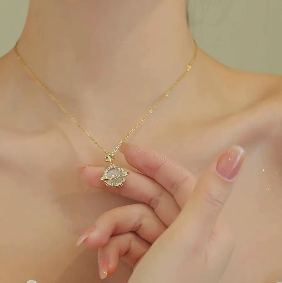 Sterling Silver Planet Drop Necklace