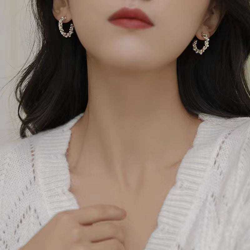 Mini Pearl Hoop Earrings