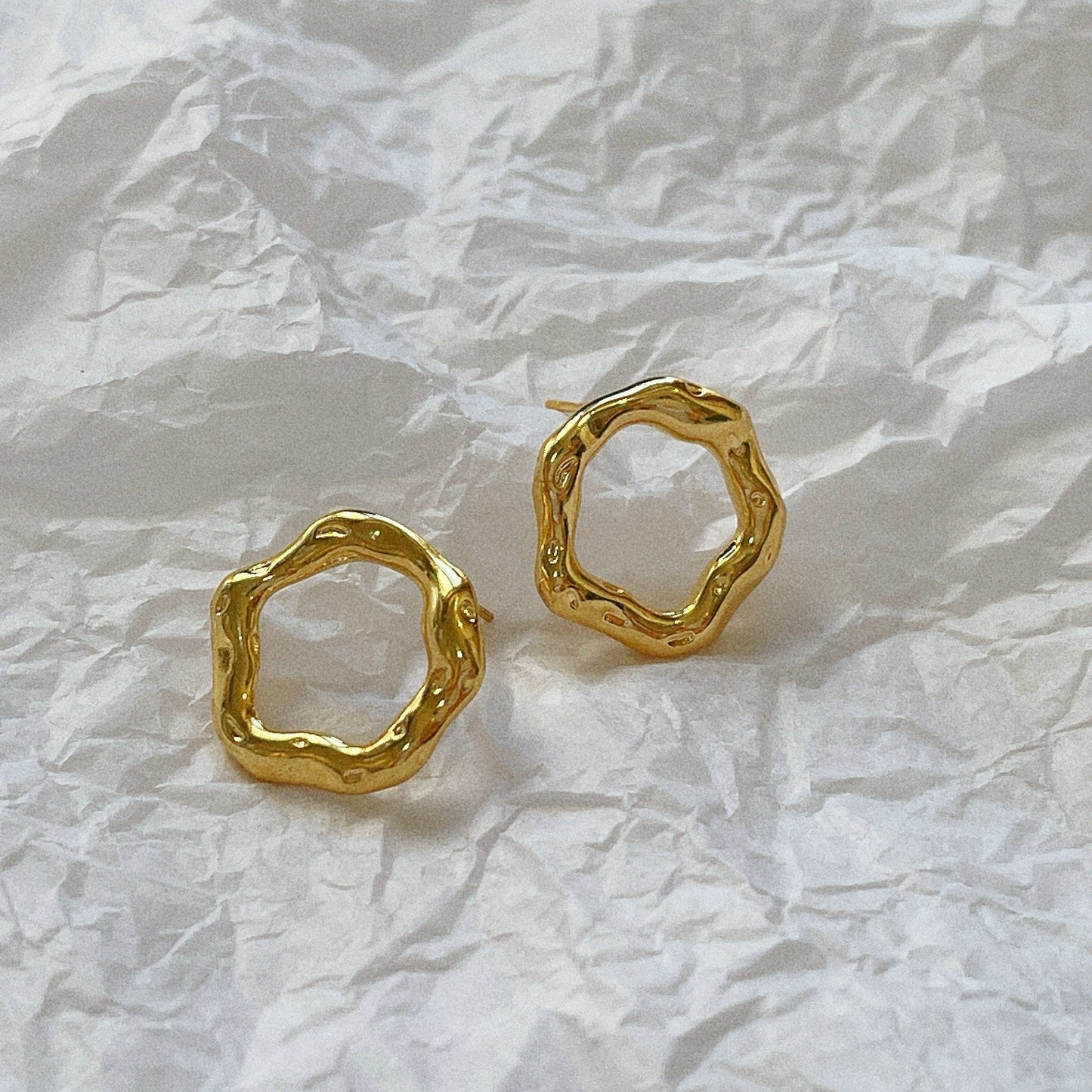 18k gold plated titanium steel irregular geometric earrings