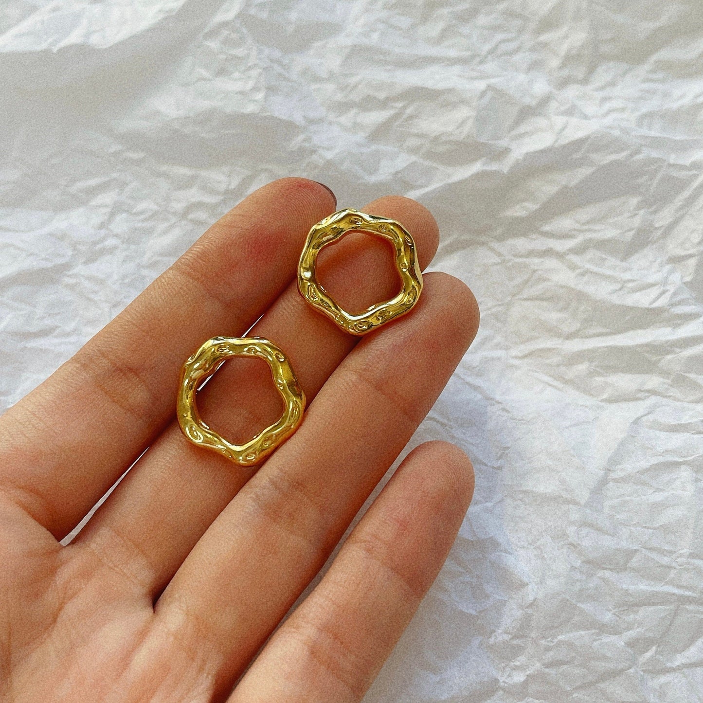 18k gold plated titanium steel irregular geometric earrings