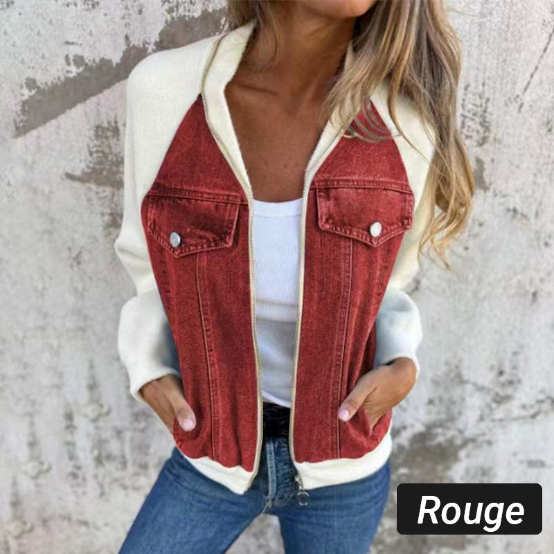 fashionable creative denim spliced jacket for women